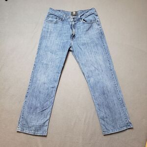 Timberland medium wash straight leg blue jeans. Size 35